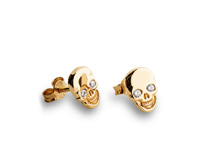 Auksiniai auskarai kaukolės