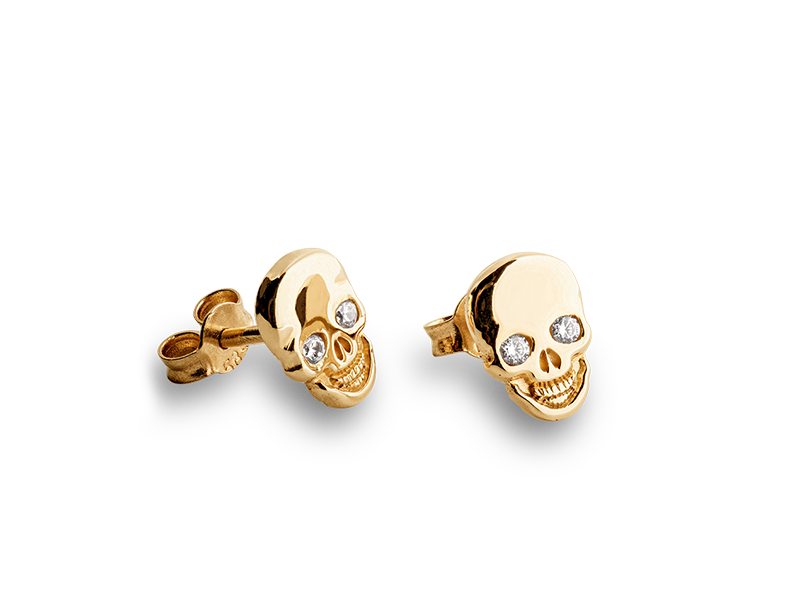 Auksiniai auskarai kaukolės